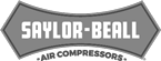 Gray Saylor-Beall logo in a stylized diamond shape with bold white letters. Air Compressors is written below in a curved banner.